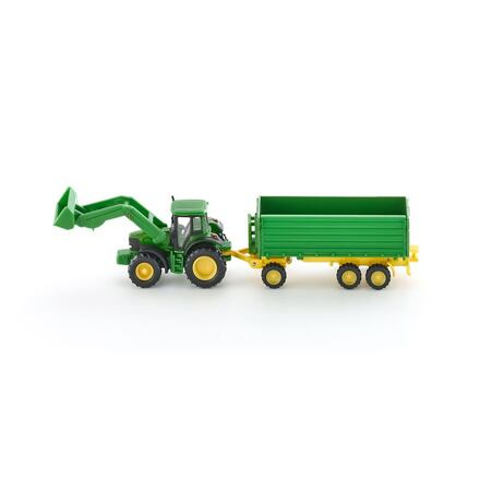 SIKU Farmer - John Deere s čelním nakladačem a přívěsem, měřítko 1:87