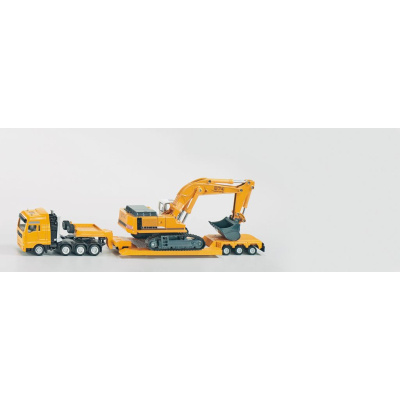 SIKU Těžký transportér s valníkem a bagrem