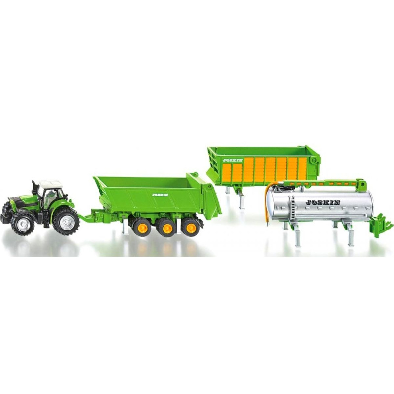 Siku Traktor Deutz se sadou přívěsů, 1:87