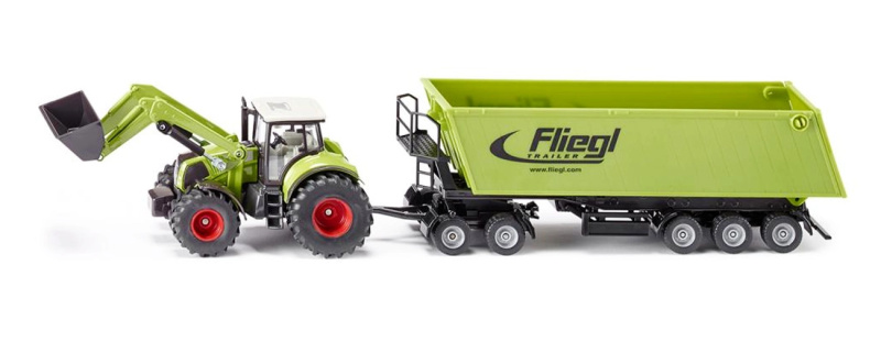 SIKU Farmer - Traktor s předním nakladačem a přívěsem 1:50