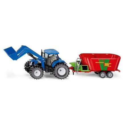 SIKU Farmer - traktor New Holland s předním nakladačem a vlekem