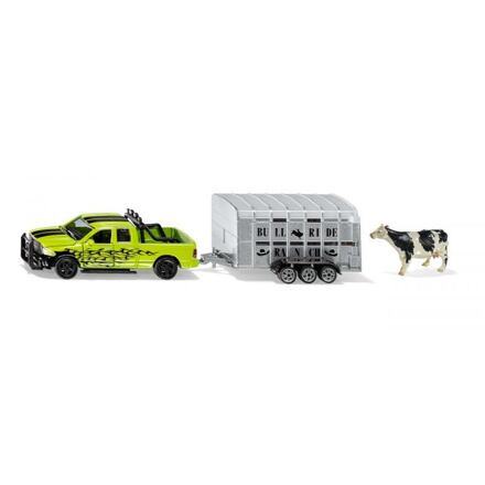 SIKU Farmer - RAM 1500 s přívěsem na přepravu krav, 1:50