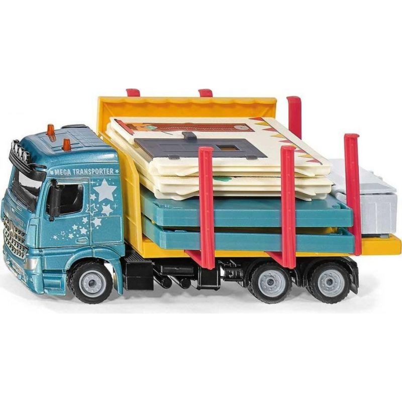 SIKU Super - nákladní auto převážející montovaný dům 1:50