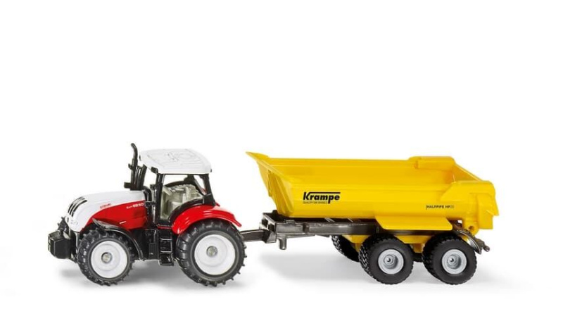 SIKU Blister1132 - Traktor Steyr se sklápěcím přívěsem Krampe