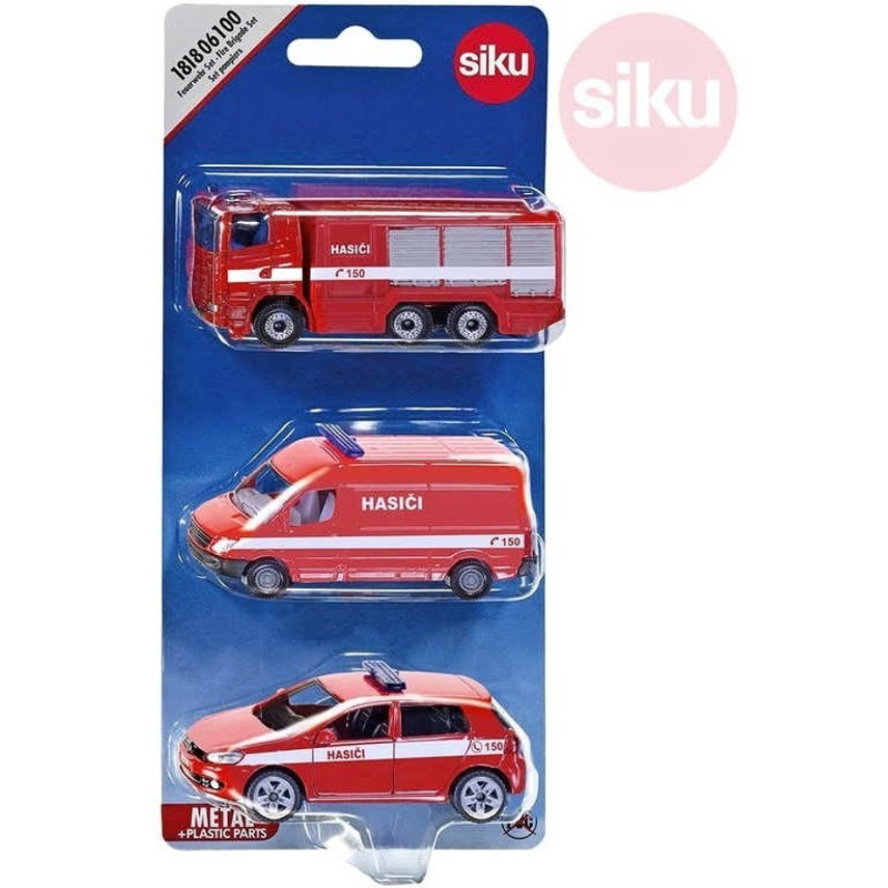 SIKU kovový model - Set 3ks, Hasičská auta česká verze