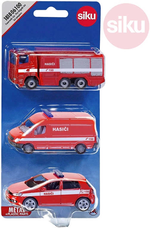 SIKU kovový model - Set 3ks, Hasičská auta česká verze