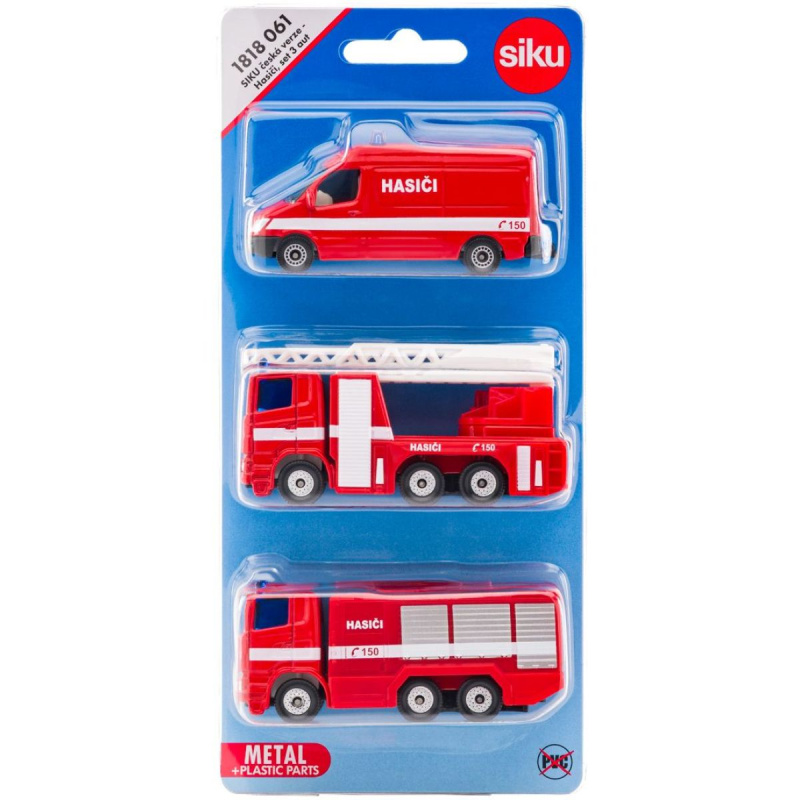 SIKU kovový model - Set 3ks, Hasičská auta česká verze