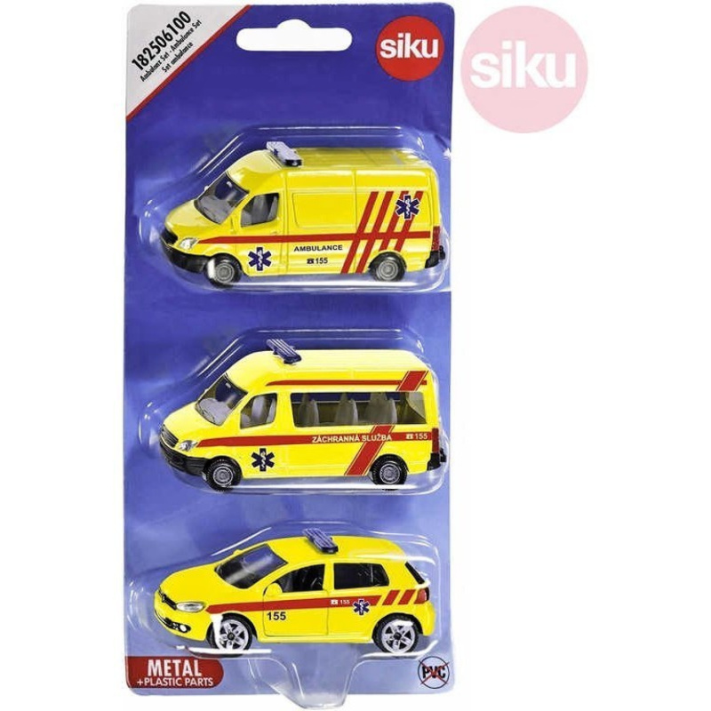 SIKU kovový model - Set 3ks, Ambulantní auta česká verze