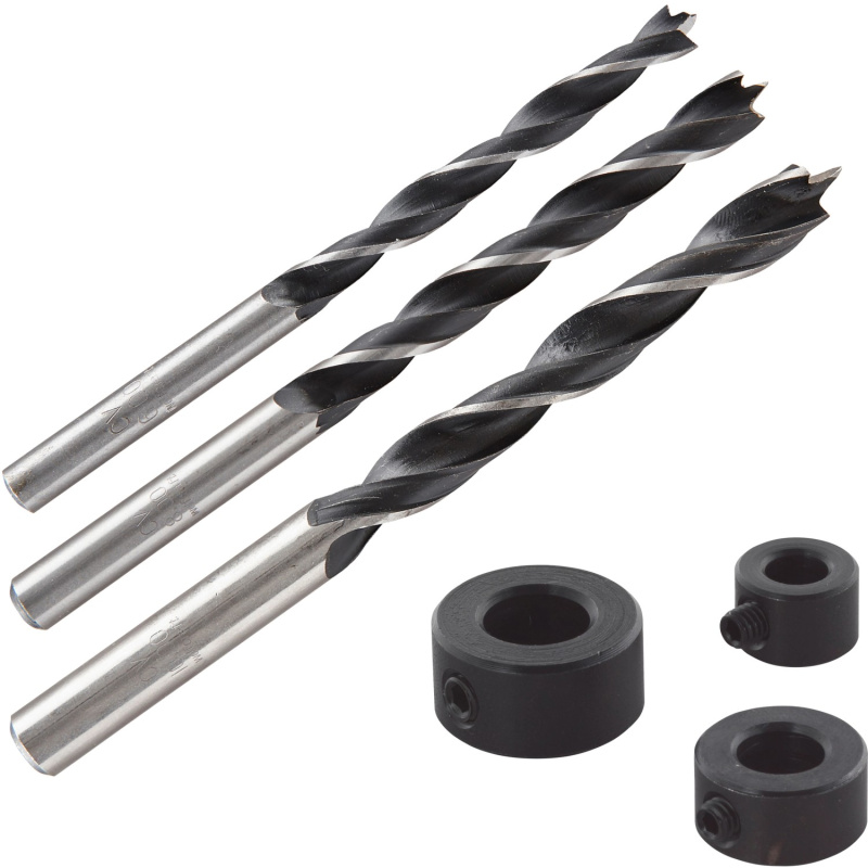 wolfcraft Spirálový vrták do dřeva s omezovačem hloubky vrtání, pr. 6, 8 a 10 mm