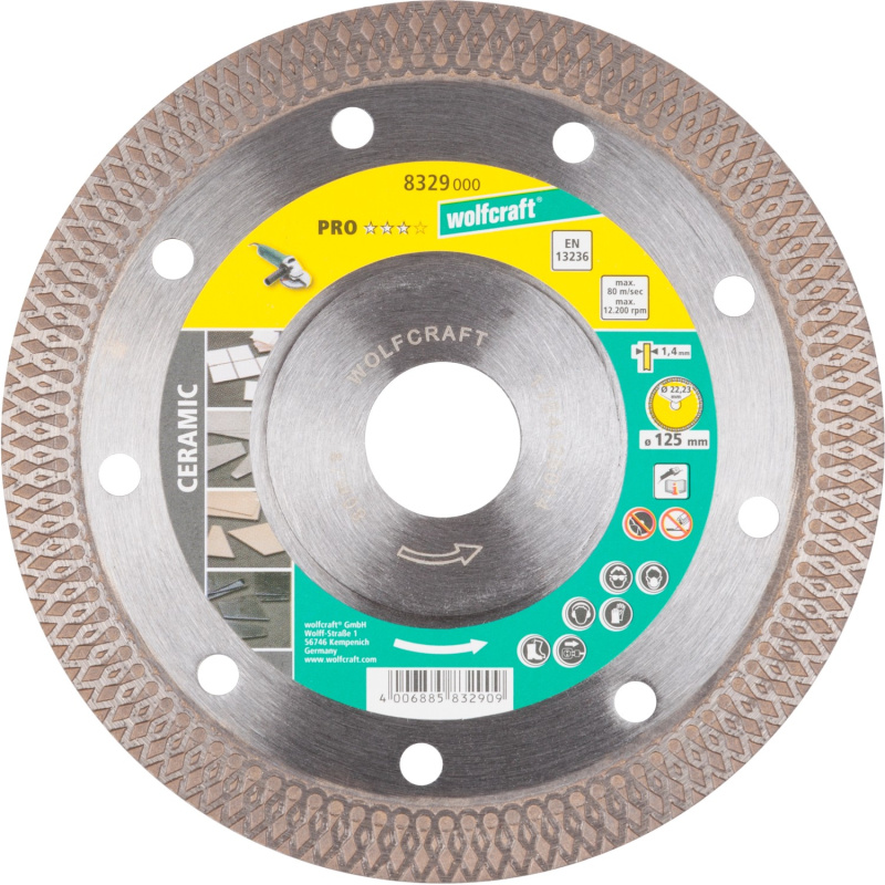 Wolfcraft Diamantový řezný kotouč Pro Ceramic pro úhlovou brusku pr. 125 mm