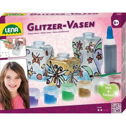 Lena Kreativní sada Třpytivé vázy malování na sklo s doplňky