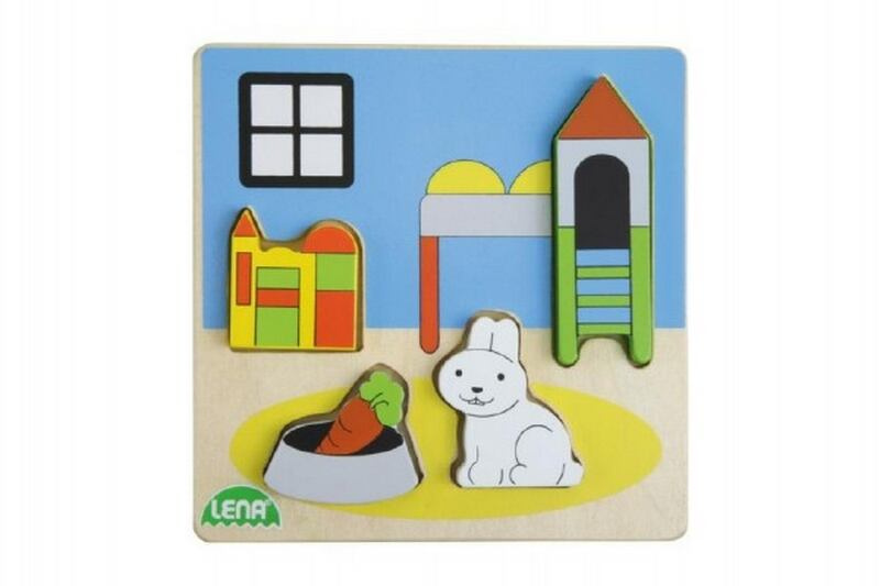 Puzzle dřevěné dětský pokoj v krabičce 14x20x2cm 18m+