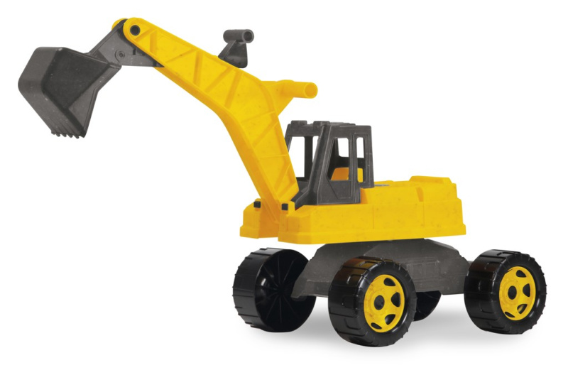 Lena 2047 Bagr 65 cm s plastovými koly v kartónu Žlutý