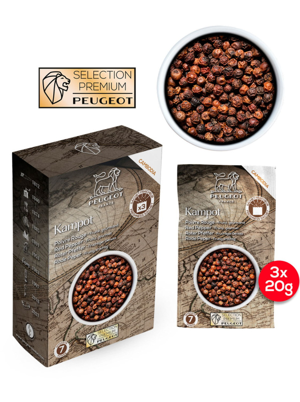 Peugeot Červený pepř Kampot Premium, 3 x 20 g  42479
