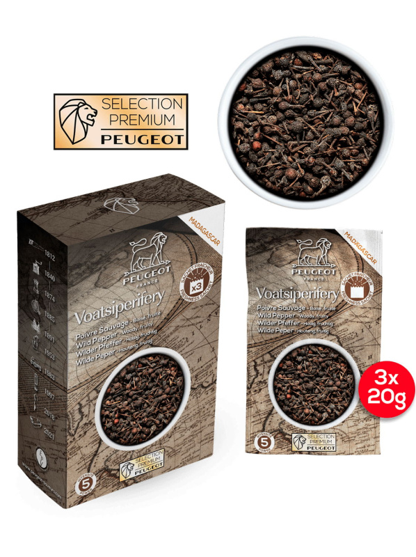Peugeot Divoký černý pepř Voatsiperifery Premium, 3 x 20 g 42493