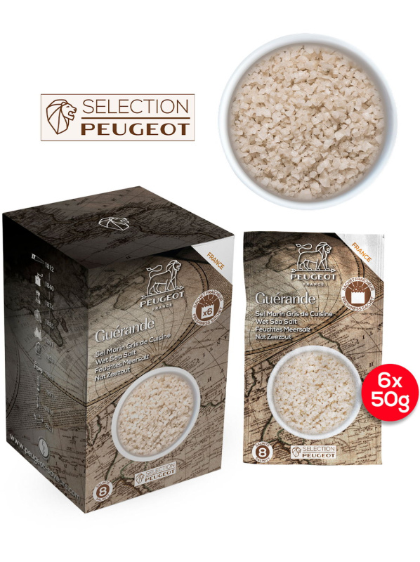 Peugeot Vlhká mořská sůl Guérande, 6 x 50 g 42752