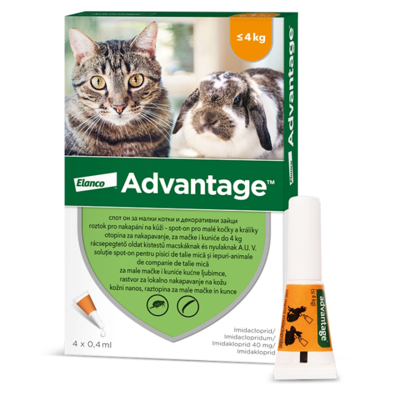 Advantage 40 10% 4x0,4ml pro malé kočky a králíky