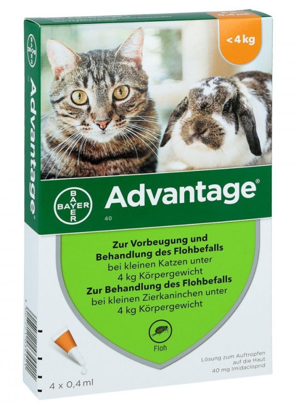 Advantage 40 10% 4x0,4ml pro malé kočky a králíky