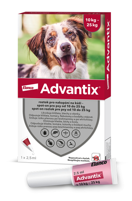 ADVANTIX Spot-on pro psy 10-25 kg 2,5 ml 1 pipeta