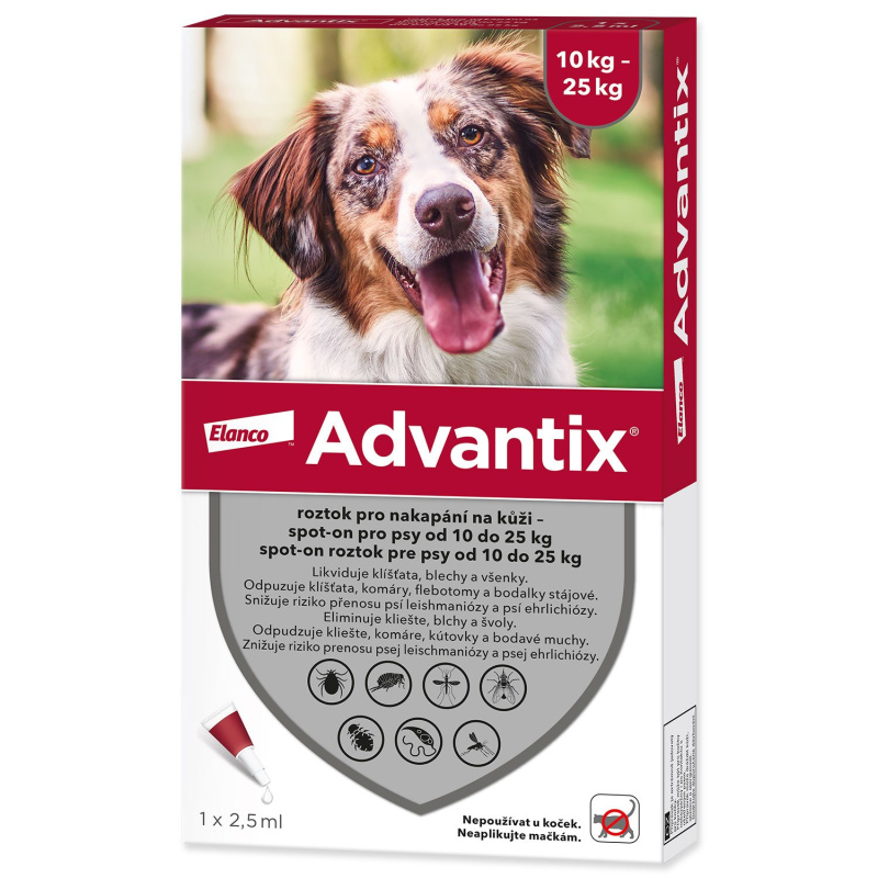 ADVANTIX Spot-on pro psy 10-25 kg 2,5 ml 1 pipeta