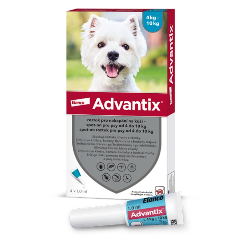 ADVANTIX Spot-on pro psy 4-10 kg 1 ml 4 pipety