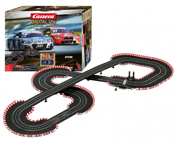 Autodráha Carrera Digital 124 DTM Full Speed 9,3 m s auty Audi R8 LMS GT3 a BMW M4 GT3