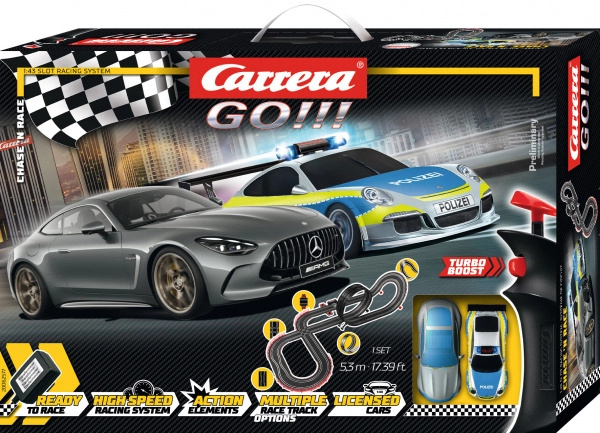Autodráha Carrera GO Chase’n Race 5,3 m s Mercedes-AMG GT 63 a Porsche 911 GT3 Polizei