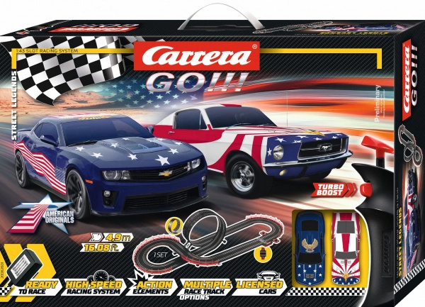 Autodráha Carrera GO Street Legends 1:43 s loopingem a americkými muscle vozy