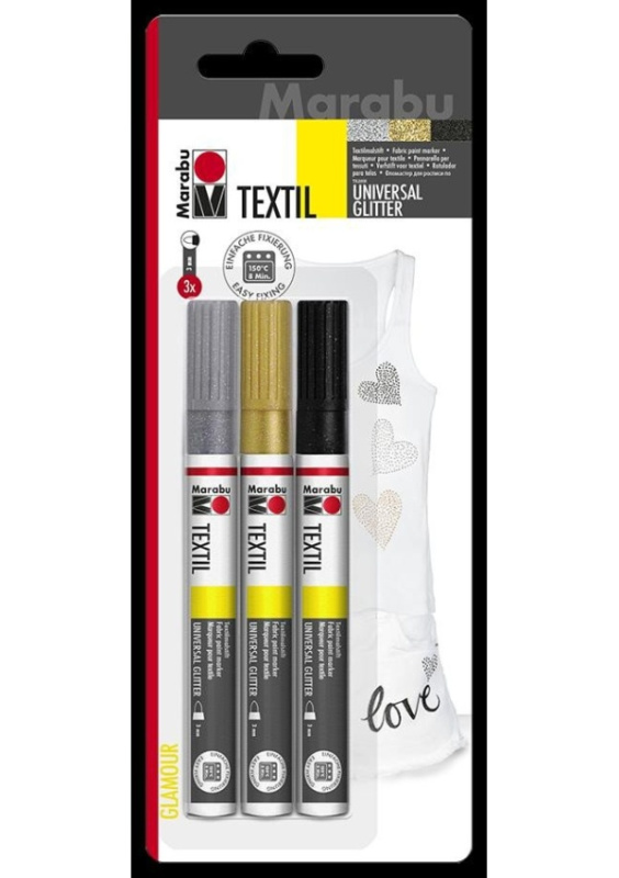 Marabu glitrový popisovač na tmavý textil/sada Pražská obchodní společnost, spol. s r.o.