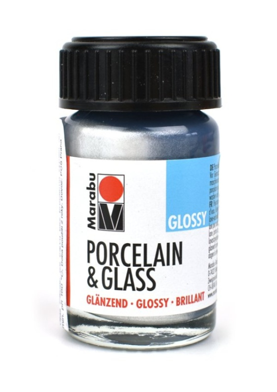 Barva na sklo a porcelán Marabu, stříbrná 782, 15 ml Pražská obchodní společnost, spol. s r.o.