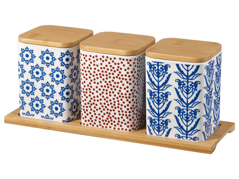 Esmeyer Dózy s bambusovým podnosem, 3 kusy