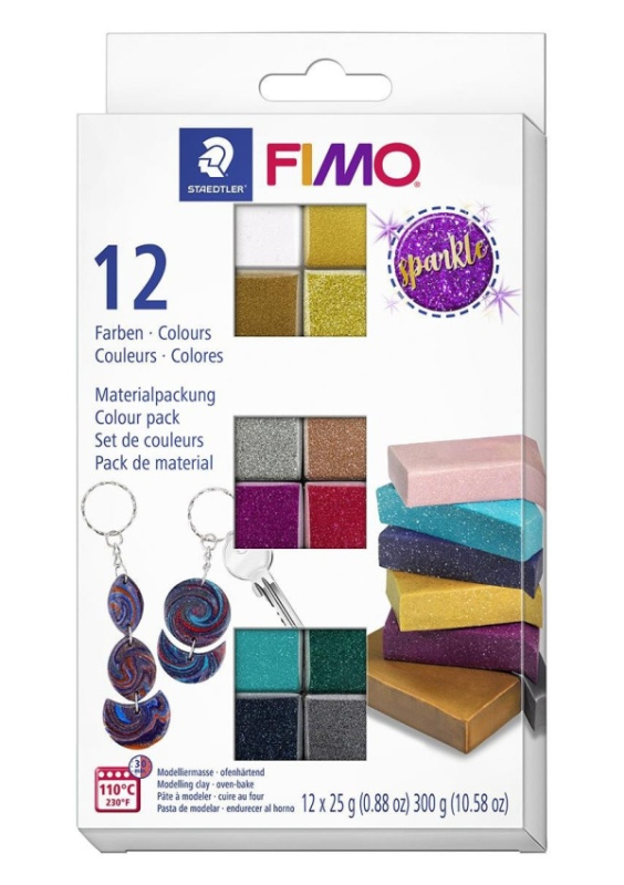 Staedtler FIMO Efekt SPARKLE sada 12 barev 25 g
