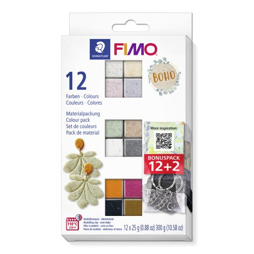 Staedtler FIMO Efekt BOHO COLOR sada 12 barev 25 g + PROMO PRSTENY