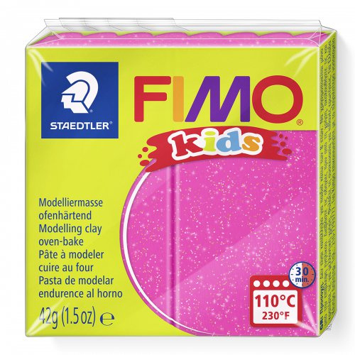 Staedtler FIMO kids 42g - dětská modelovací hmota RŮŽOVÁ SE TŘPYTKAMI
