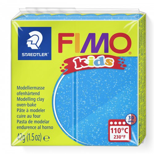 Staedtler FIMO kids 42g - dětská modelovací hmota MODRÁ SE TŘPYTKAMI