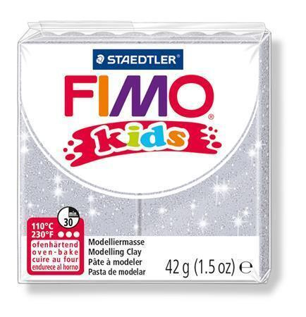 Staedtler FIMO kids 42g - dětská modelovací hmota STŘÍBRNÁ SE TŘPYTKAMI