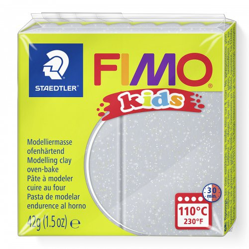 Staedtler FIMO kids 42g - dětská modelovací hmota STŘÍBRNÁ SE TŘPYTKAMI