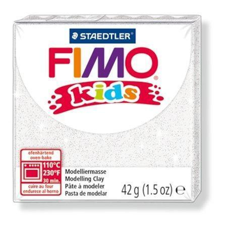 Staedtler FIMO kids 42g - dětská modelovací hmota BÍLÁ SE TŘPYTKAMI