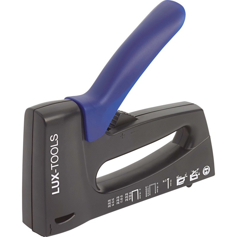 LUX Ruční sponkovačka Comfort sponky z tenkého drátu a nerez oceli a hřebíky