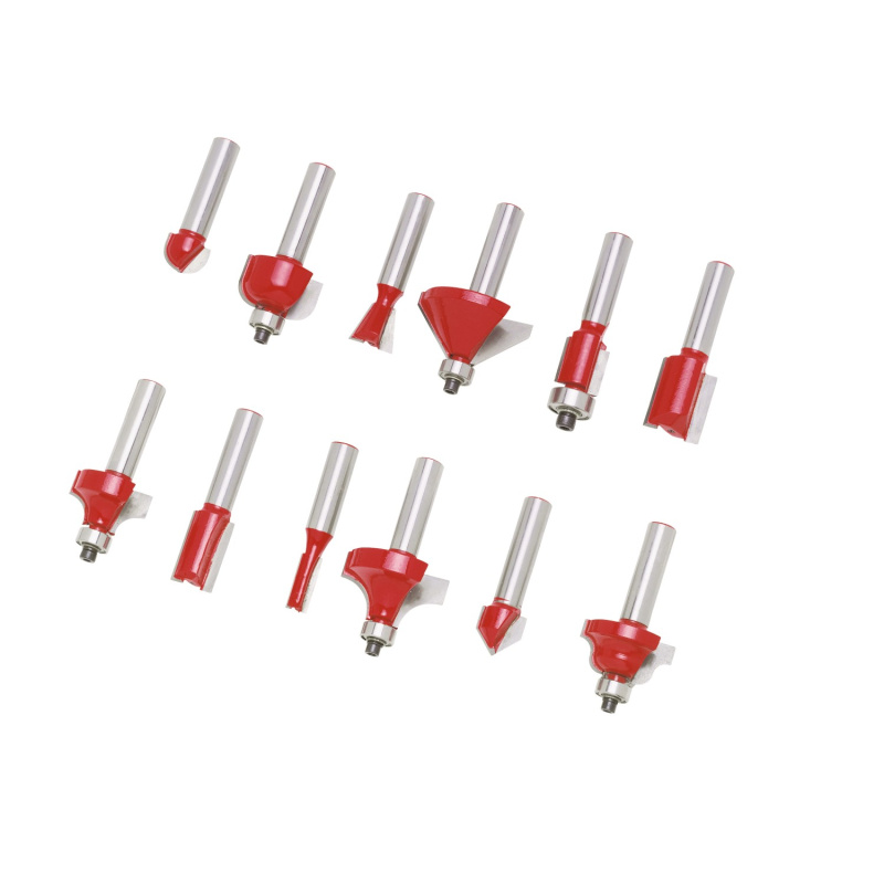 LUX-TOOLS Sada stopkových fréz z tvrdokovu, stopka 8 mm, 12dílná