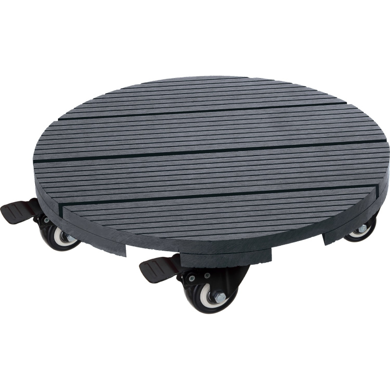 Vozík pod květináč WPC antracitový drážkovaný kulatý