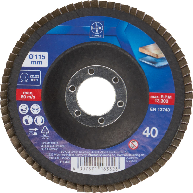 LUX-TOOLS Lamelový brusný kotouč Multi, zrnitost K40, pr. 115 mm