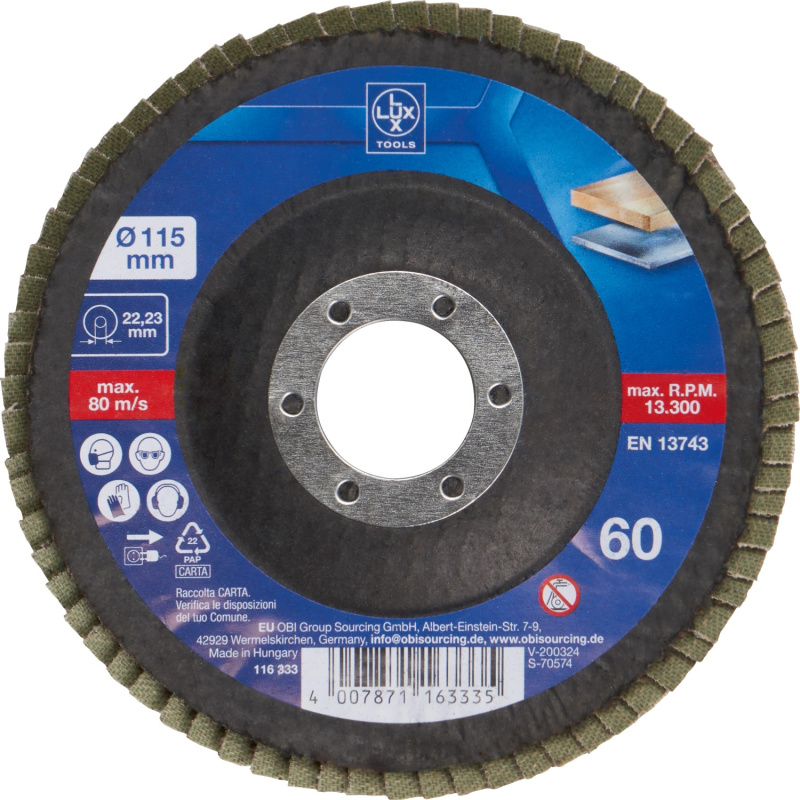 LUX-TOOLS Lamelový brusný kotouč Multi, zrnitost K60, pr. 115 mm