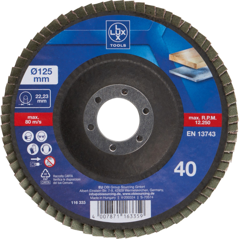 LUX-TOOLS Lamelový brusný kotouč Multi, zrnitost K40, pr. 125 mm