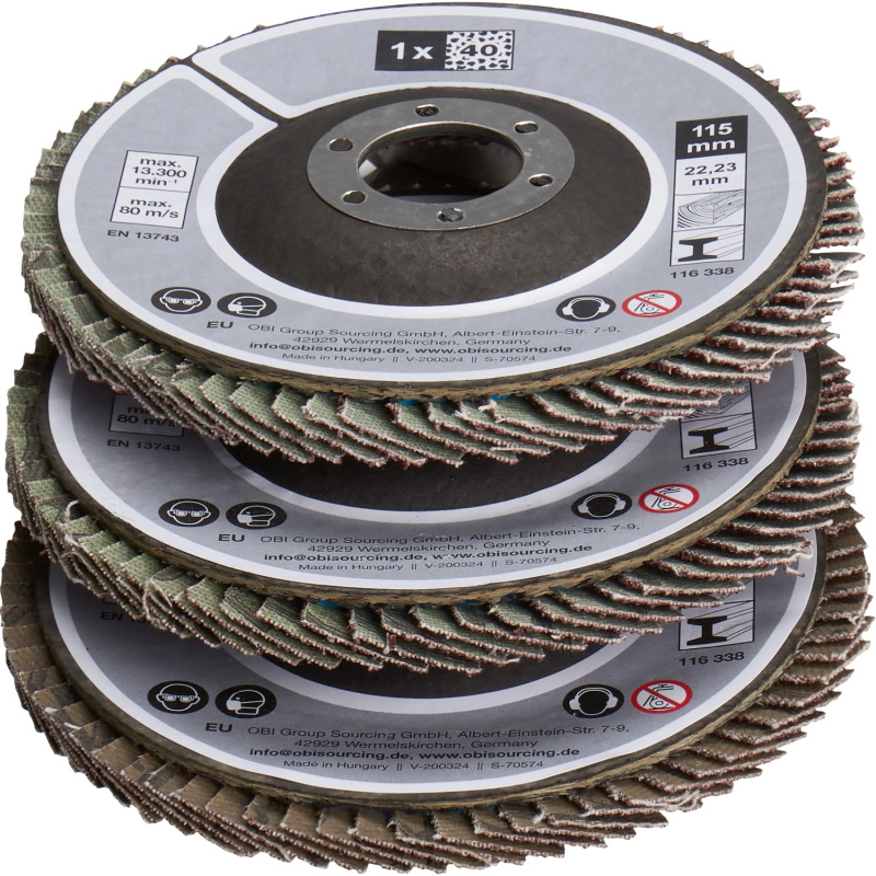 LUX-TOOLS Sada lamelových brusných kotoučů Multi, pr. 115 mm, 3dílná