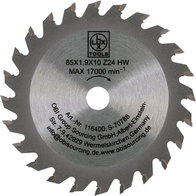 LUX-TOOLS Pilový kotouč z tvrdokovu do dřeva, 24 zubů, pr. 85 x 10 mm
