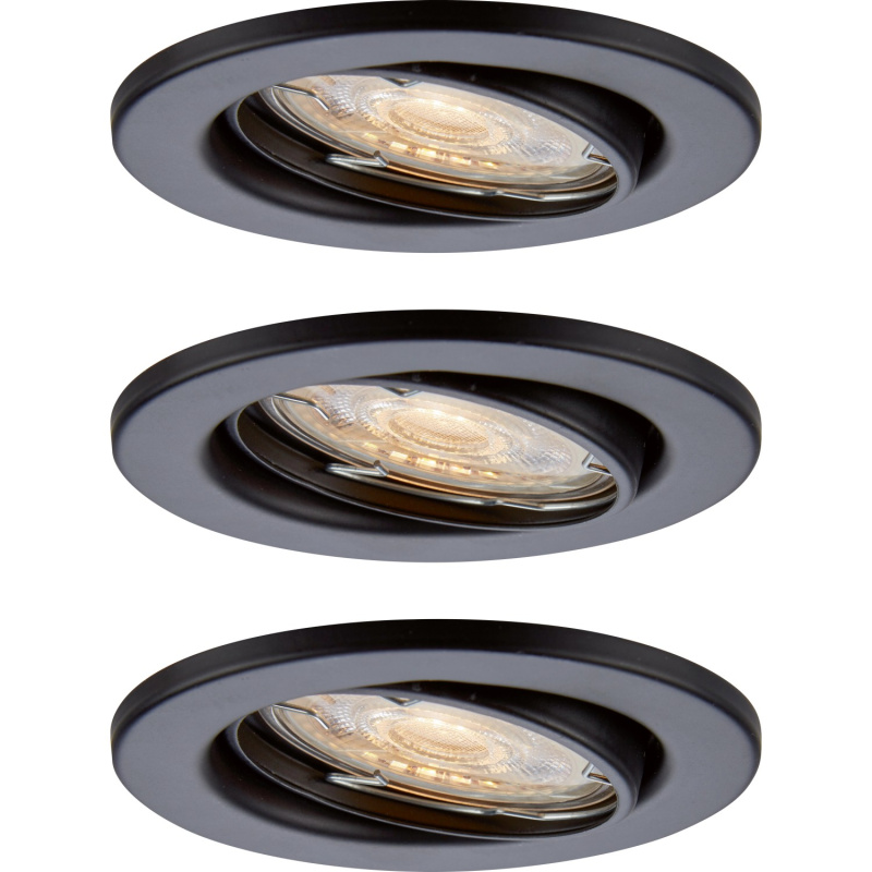 OBI LED vestavné svítidlo 86R černé GU10, 3,5W 345lm 3000K, pr. 86 mm, 3 ks