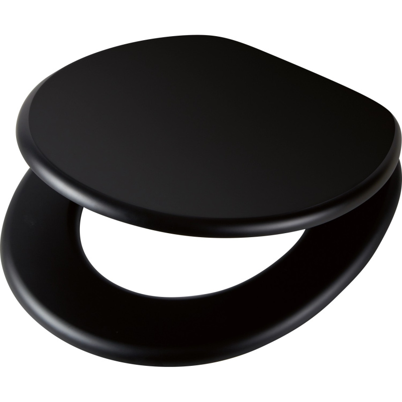 baliv WC sedátko LEDESMA, dřev.jádro, SoftClose, kovové závěsy, černá