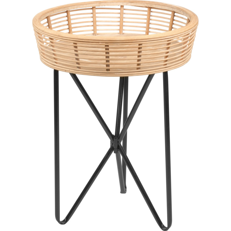 Odkládací stolek Minimalist Zen kulatý 49 cm x průměr 37 cm přírodní/černý