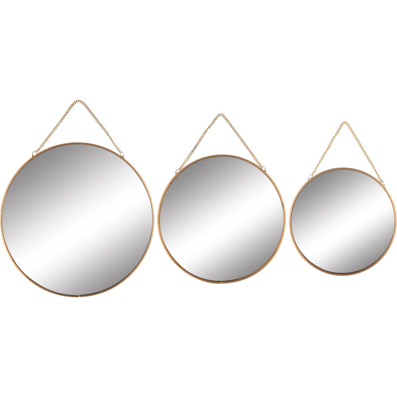 Sada nástěnných zrcadel Safari Lodge, kov, zlatá, 3-dílná